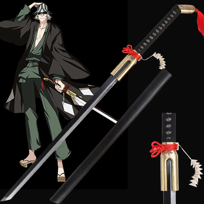 Real katana swords for theme anime cosplay Bleach Urahara Kisuke sword steel black blade samurai japanese no sharp free shipping