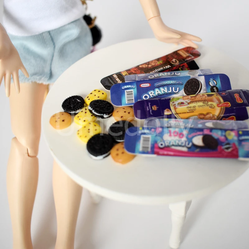 4 Box Simulation Mini Cookies for 1/12 1/6 Scale Miniature Dollhouse Doll Food Play Kitchen Snake Toy Accessories