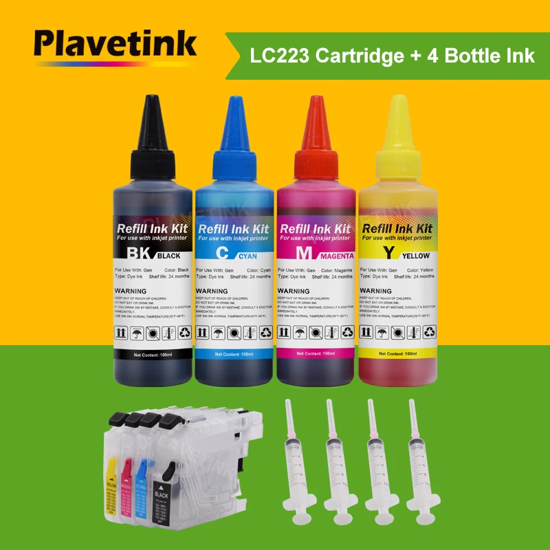 Чернила для принтера Plavetink 400 мл + LC221 LC223 LC225 LC227 LC229 чернильный картридж Brother LC 223 XL