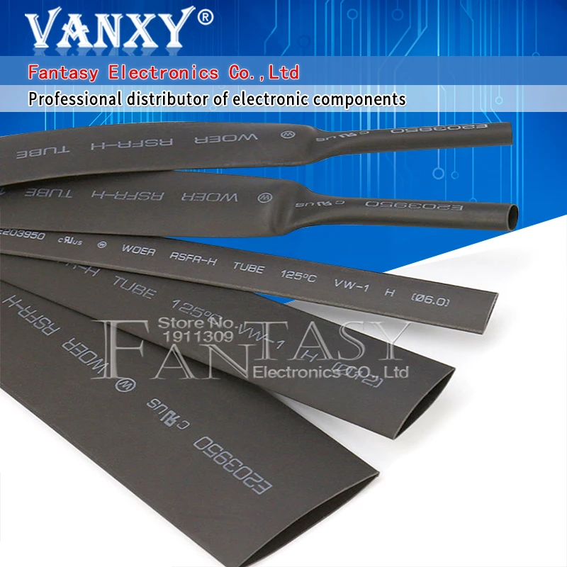 5 метров Высокое качество Черный 2 мм термоусадочная трубка обмотка провода