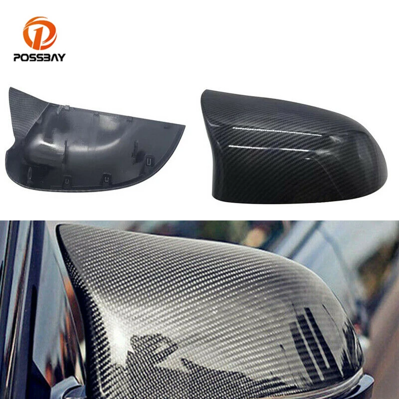 

1Pair Car Rearview Mirror Covers Carbon Fiber Look Side Mirror Shells for BMW X3 F25 X4 F26 X5 F15 X6 2014 2015 2016 2017 2018