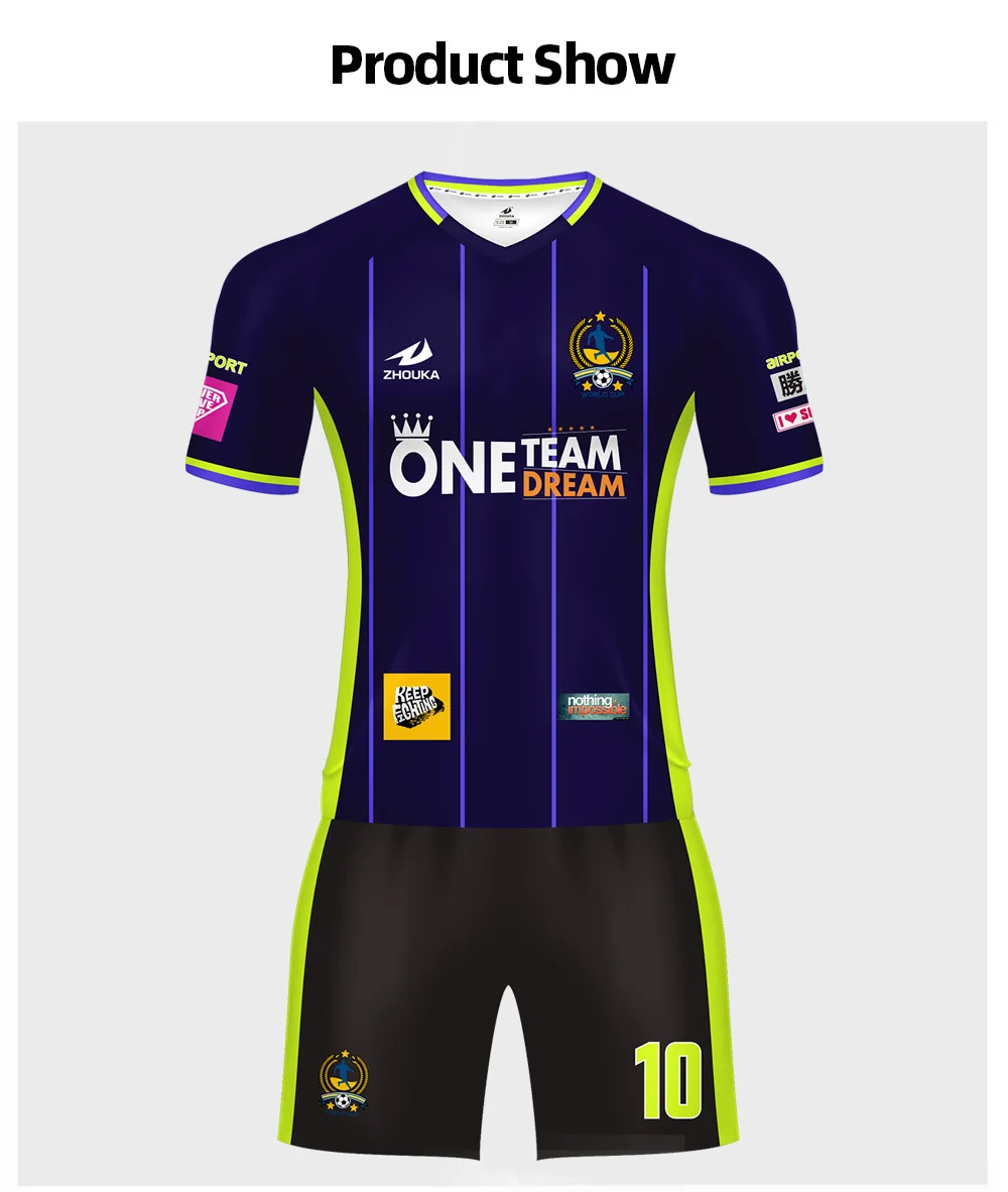 Zhouka игровая футболка Униформа Uniforme De Futebol индивидуализированная Футбольная форма настроить футбол футбольные майки комплект молодежных детей
