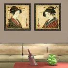 Классическая японская живопись, Настенный декор, холст, художественные картины, кимоно, женский Принт для гостиной, спальни, винтажное украшение