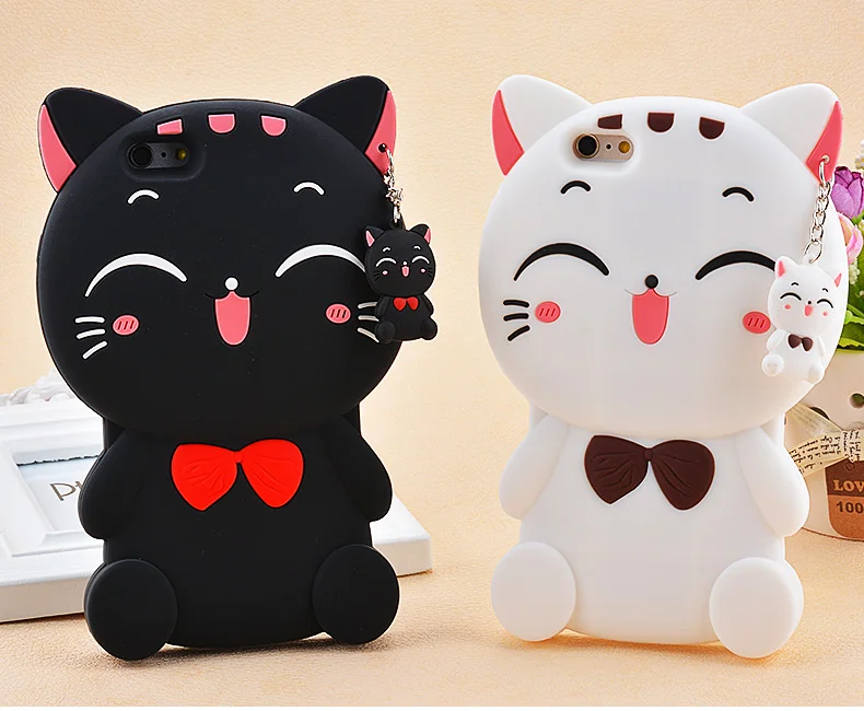 3D Lucky Cat Soft Silicone Phone Case Cover For iPhone 5 5S SE 6 7 8 Plus X XR XS Max 11 Pro Max For Samsung S9 S10 Plus