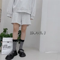 spring and autumn plaid fashionable breathable comfortable soft korean style trendy ladies middle tube cotton socks