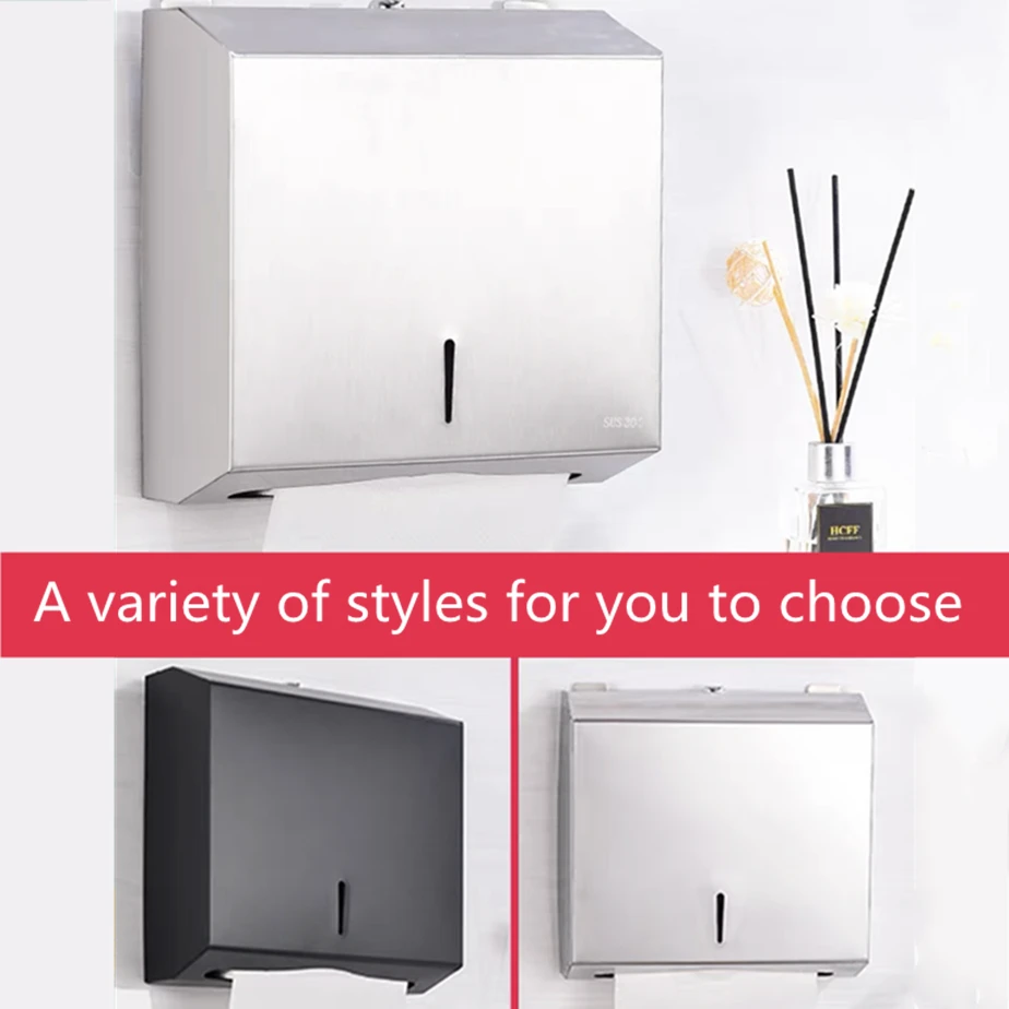 

Toilet Paper Box Black Bathroom Stainless Steel Lockbox Paper Holder Hotel Household Paper Towel Dispenser Tissue Towel Rack