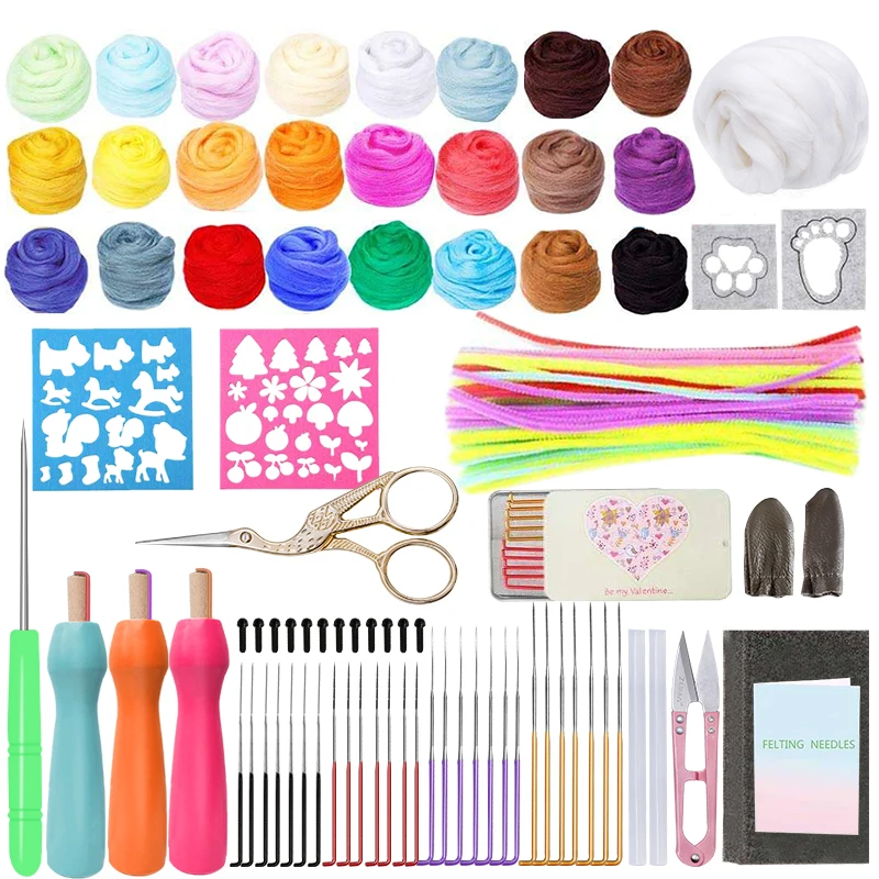 Набор для валяния MIUSIE из мягкого волокна Шерсть-ровинг игл 25 цветов с инструкцией