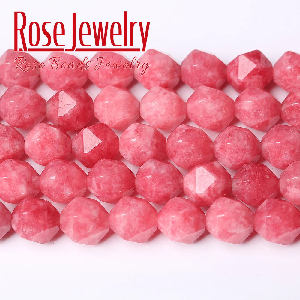 

Faceted Rhodonite Natural Stone 6/8/10MM Spacers Red Loose Beads for Jewelry Making DIY Bracelets Necklace Accessories Wholesale