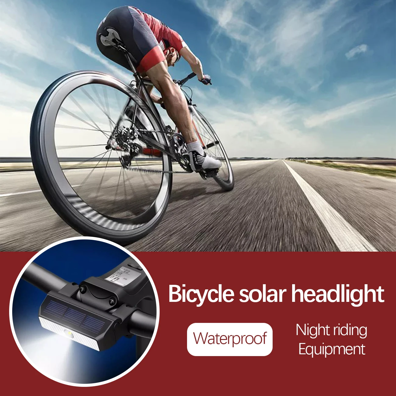 

LED Light Bicycle Headlight Bicycle Front Light Waterproof Smart Solar Headlight Super Bright Mountain Bike Electric Lamps