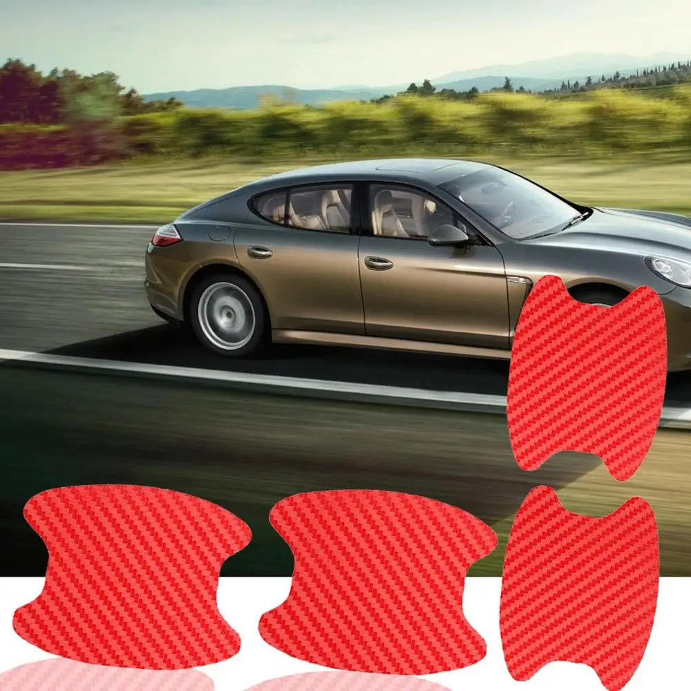 

4Pcs Car Door Handle Grab Car Sticker Protective Film Carbon Fiber Sticker