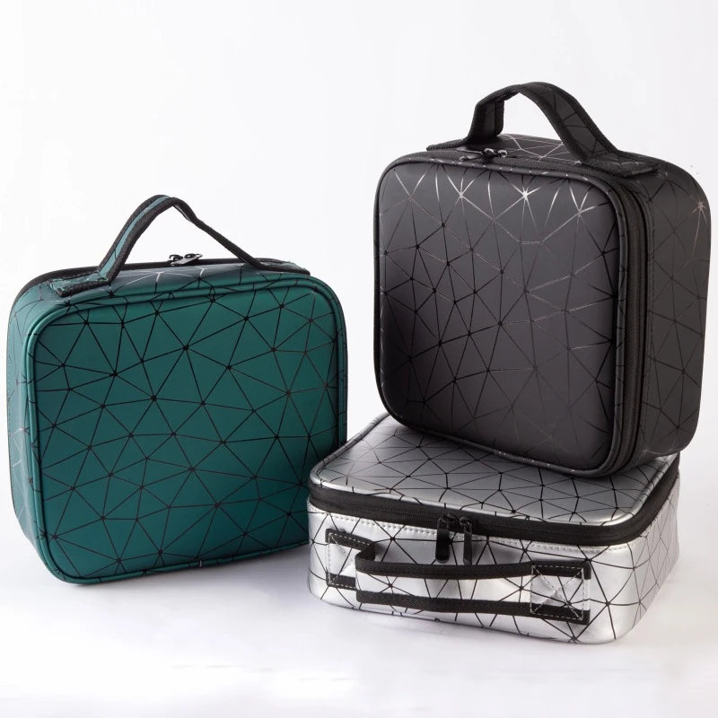 

Новая портативная квадратная косметичка с перегородками, дорожный органайзер для макияжа, профессиональная косметическая коробка для ног...