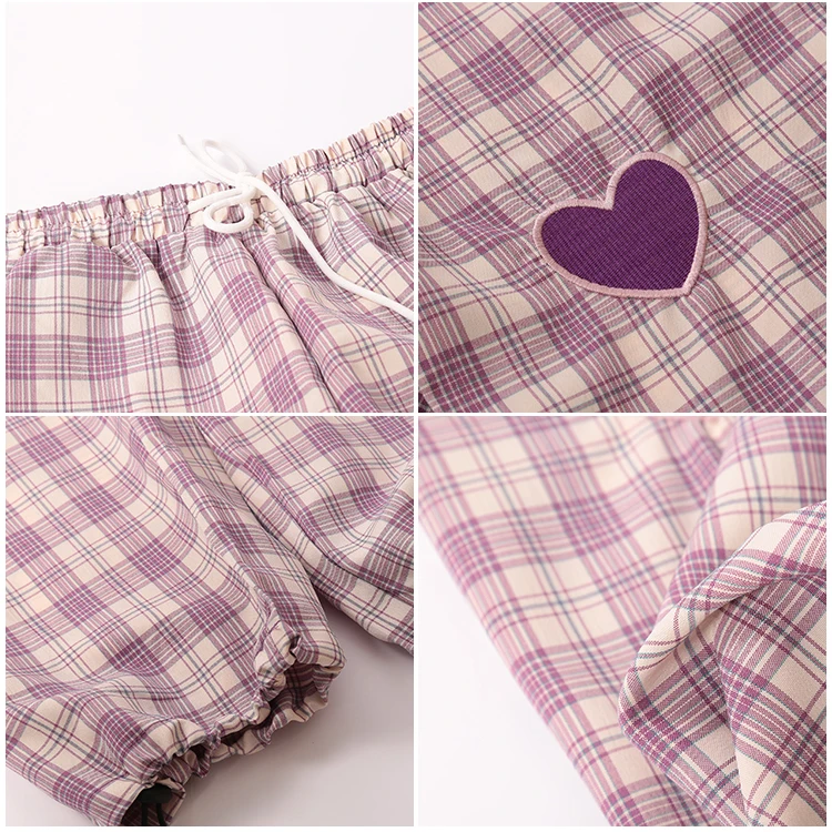 Игривые женские брюки в стиле преппи клетку повседневные свободные с талией