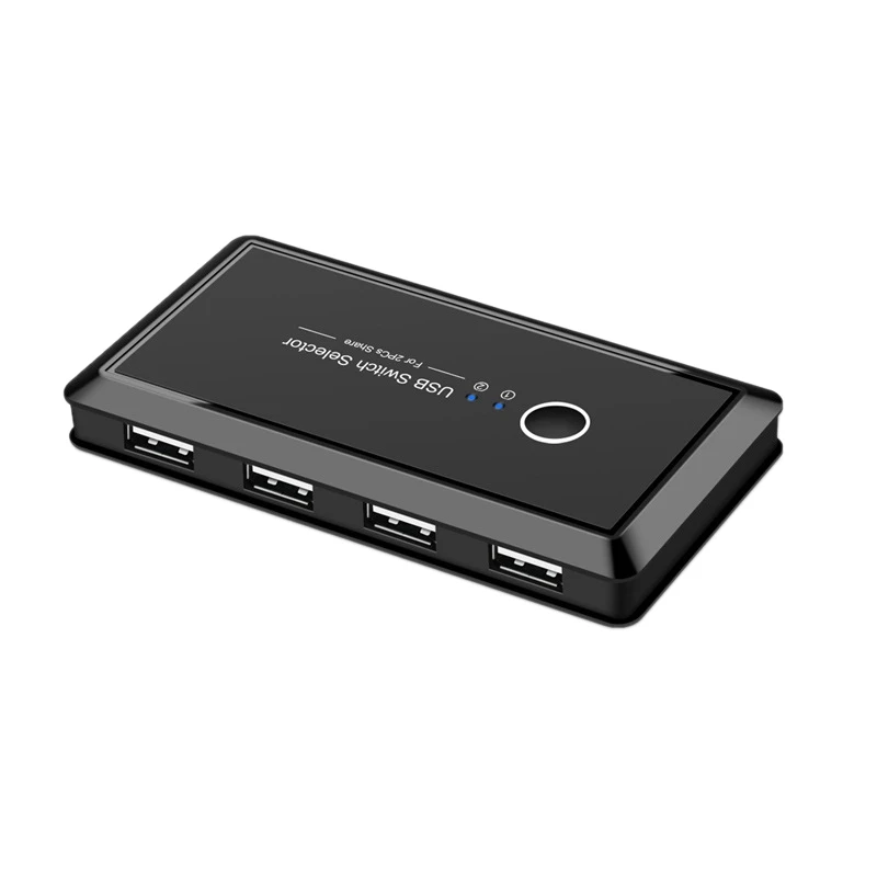 PPYY NEW KVM Switch Box USB2.0 Switcher 2 порта шт обмен 4 USB устройства для клавиатуры принтера