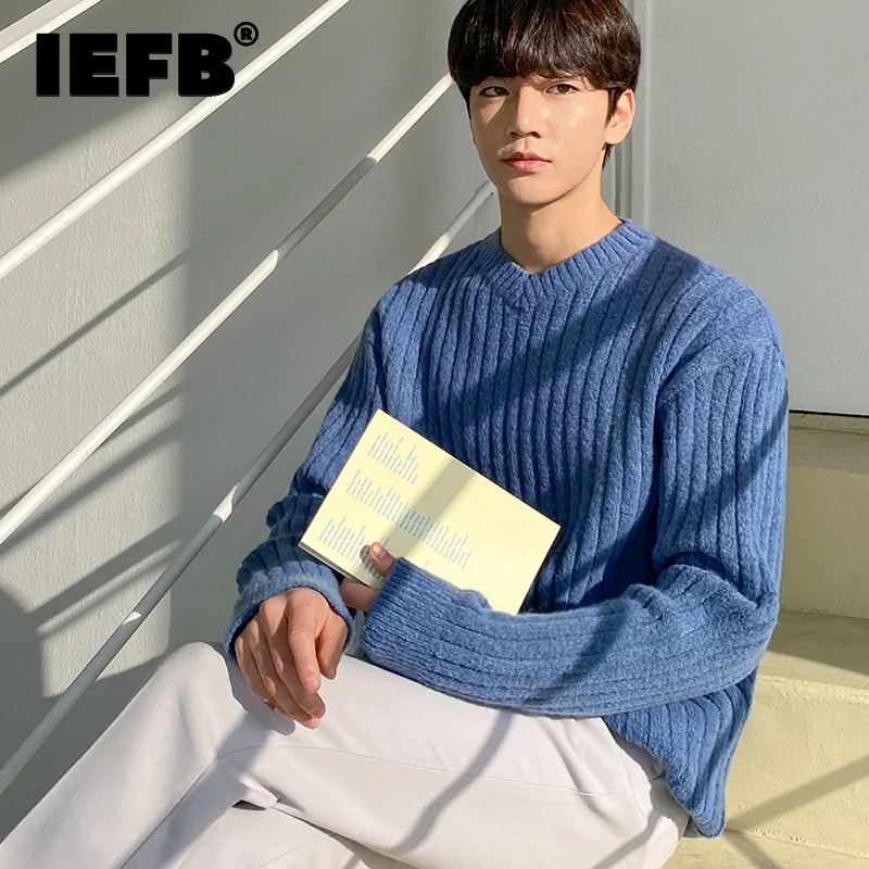 

IEFB Autumn And Winter Thickened V-Neck Sweater Men's Loose Korean Fashion Men's Loose Causal Kintted Pullover Tops 9Y5896