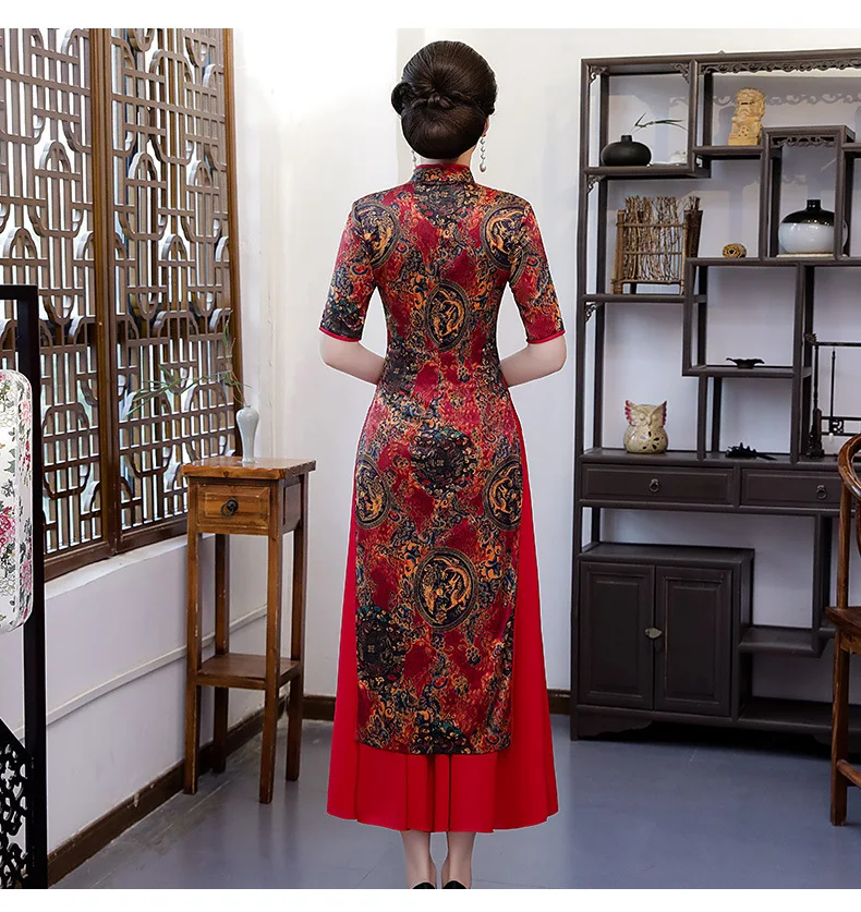 AO Dai, длинное платье чонсам, M-4XL, новинка, китайский стиль, вискозное платье, женское вечернее Ципао, тонкое платье для вечеринок, весеннее женское платье на пуговицах