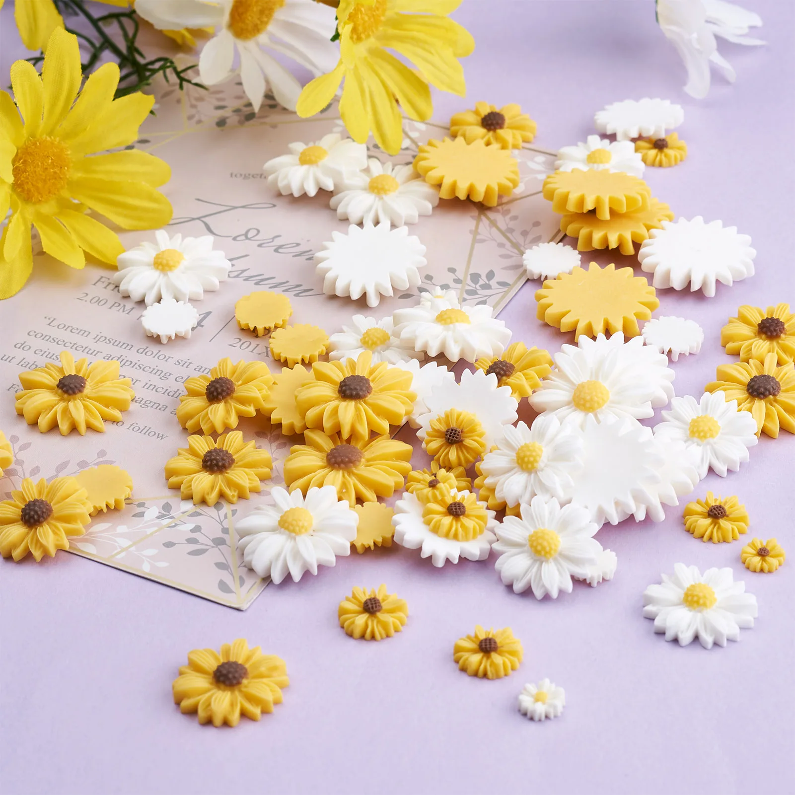 160 шт. 9/13/22/26 мм кабошоны из смолы с ромашками и плоским основанием украшения для