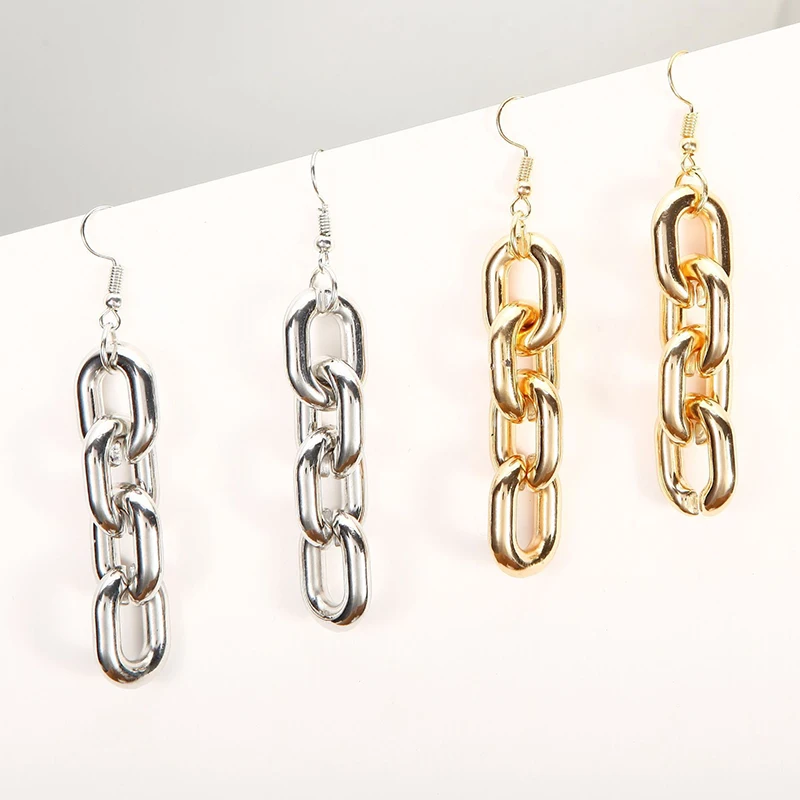 

1 Pair of Dangling Silver Gold Chain Earrings Charm Pendant Water Drop Earrings Hollow Earrings Chain Earrings Jewelry
