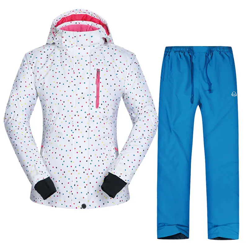 Женская лыжная куртка и брюки, зимняя, высокое качество, ветрозащитная, водонепроницаемая, дышащая, теплая, для снежной погоды, для женщин, для катания на лыжах и сноуборде, бренд - Цвет: BAIDIAN BLUE