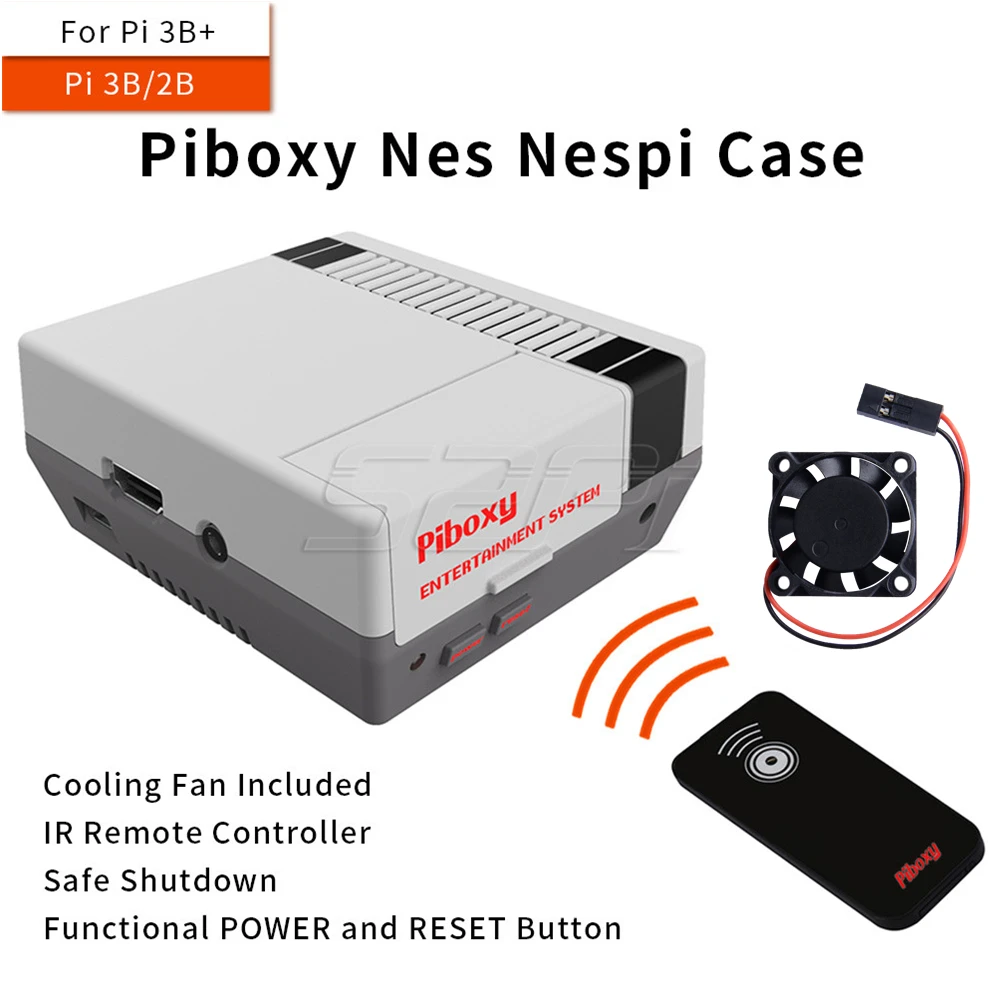Case 52Pi чехол Piboxy NES NESPi с ИК-пультом дистанционного управления, функциональная кнопка выключения питания, охлаждающий вентилятор для Raspberry Pi 3B+/3B - Цвет: Case