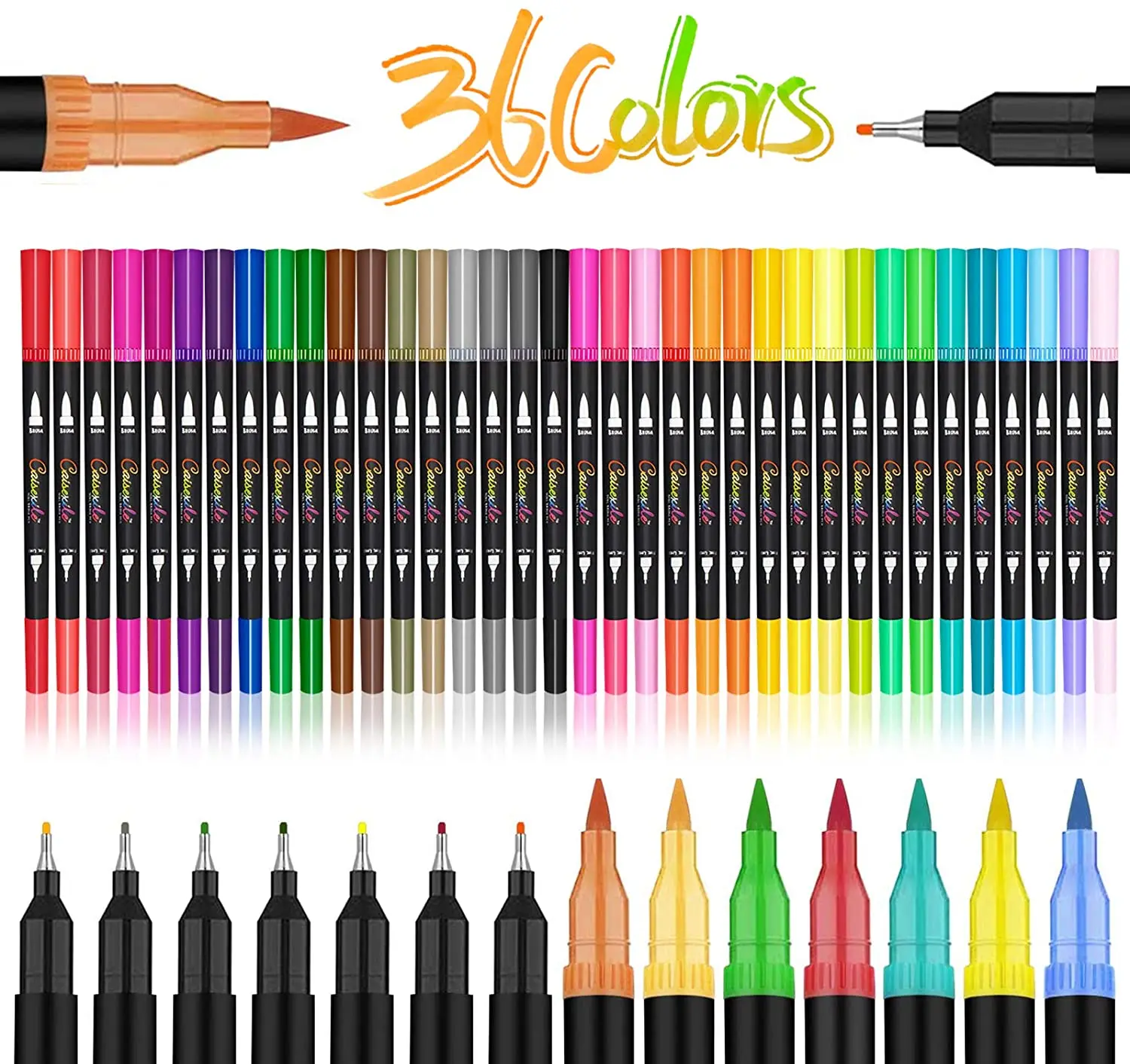 

Ручки с двумя наконечниками, набор художественных маркеров 36 цветов с тонким наконечником Кисти для детей и взрослых, цветная книга для зап...