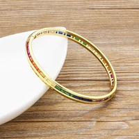 nidin new luxury jewelry bangle bracelets copper cubic zirconia crystal rhinestone cuff bangle for female charm accessories gift