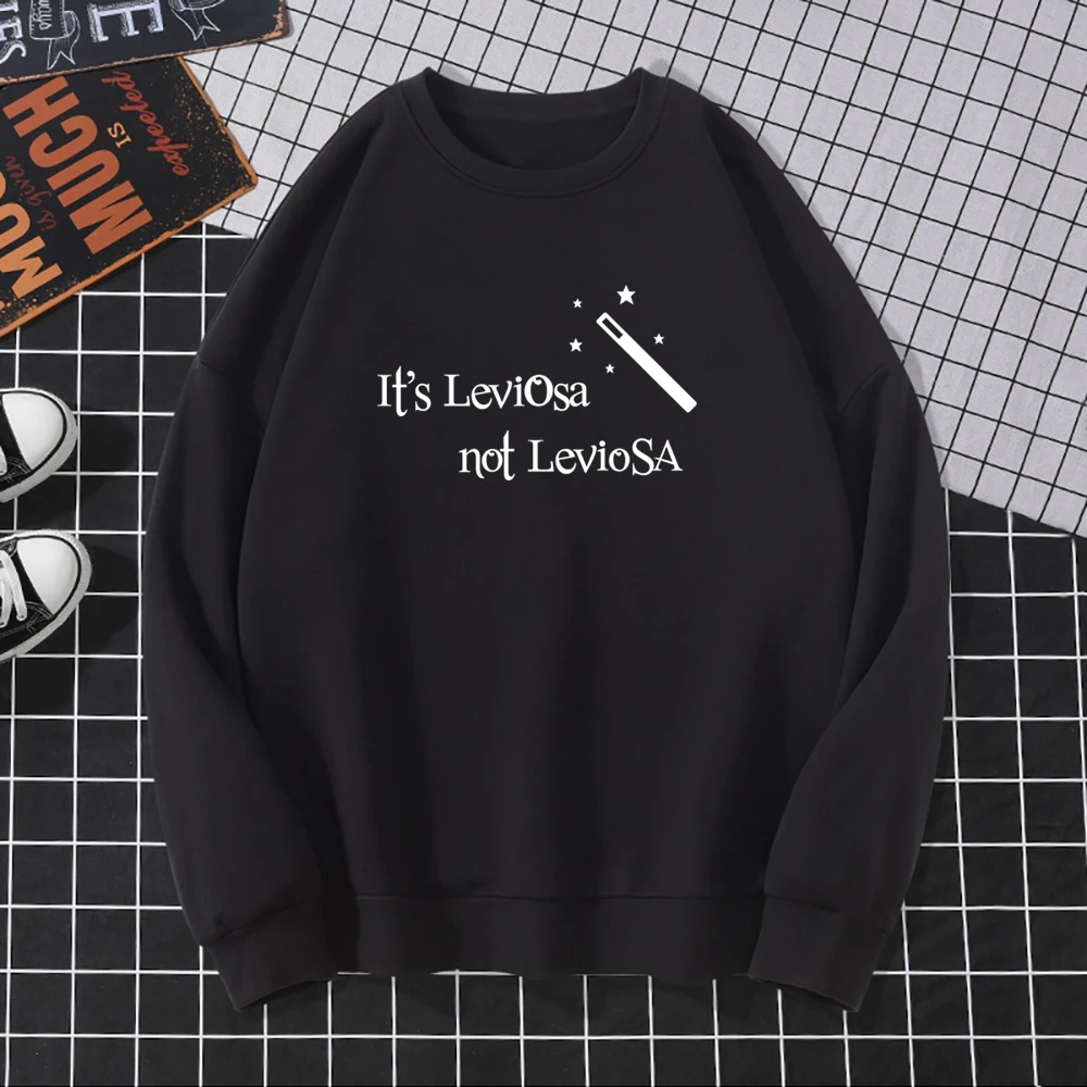 

It's Leviosa Not Leviosa funny Print Hoodie Men Autumn Fleece Sweatshirt Letter Style Top Loose Casual Warm Clothes Casual Hoody