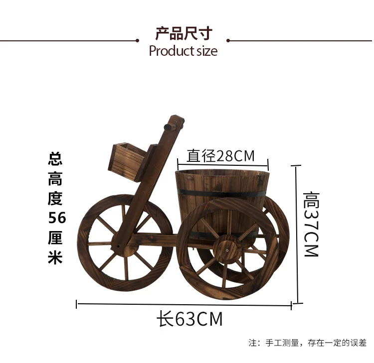 

Anti-corrosive wooden carbonized flower stand planting flowers and vegetable pots balcony decoration floats double wheel floats