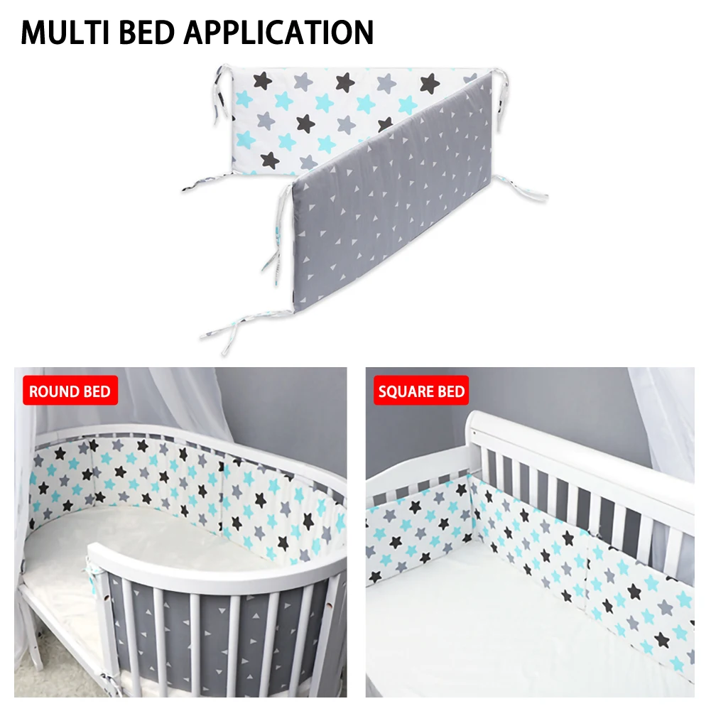 Хлопковый дышащий бампер для детской кроватки моющийся толстый мягкий и удобный