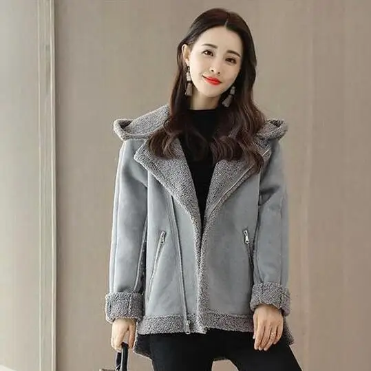 Новинка 2020 короткие женские куртки замшевый кожаный воротник на молнии Женское