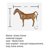 Copper Household Bronze Horse Handwork Crafts Living Room Porch Lucky Horse Decoration Home Brass Art Desktop Ornament 13x18cm