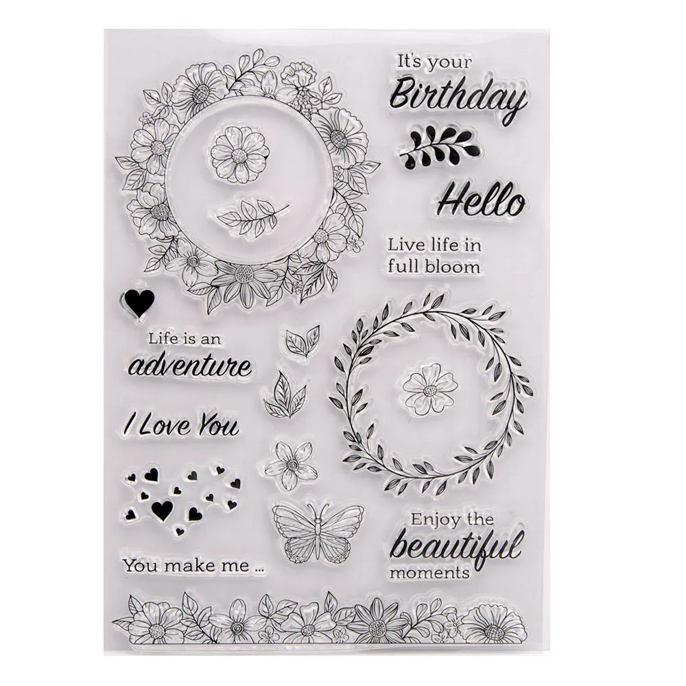 

T1783 Flowers Grass Silicone Clear Stamps For Scrapbooking DIY Album Cards Scrapbook Transparent Stamp Rubber Stamp 15X21cm