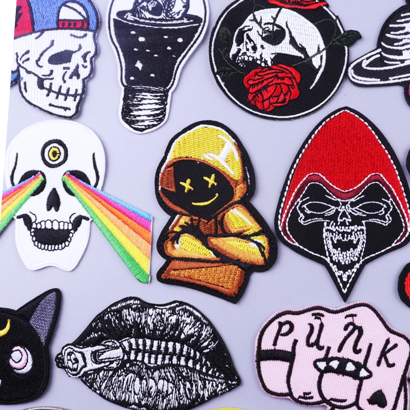 

Lips Embroidered Patches on Clothes DIY Punk Letter Patch Applique Clothing Thermoadhesive Patches For Clothing Stickers Badges