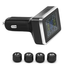 Wireless Car Tire Pressure Monitor System LCD Digital Display Pressure Monitor 4 External Sensors LCD Warning Alarm