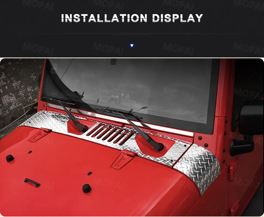 MOPAI Engine Cover Car Stickers for Jeep Wrangler JK 2007- Car Hood Angle Wrap Covers for Jeep JK Wrangler Accessories