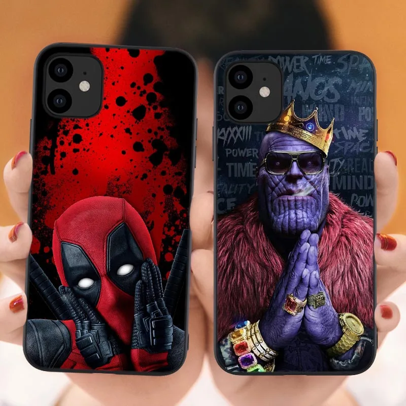 Мягкий Черный силиконовый чехол для телефона с человеком-пауком для iPhone 11Pro Max Deadpool, крутой чехол для iPhone X 5 5S SE 6 6S 7 8 Plus XS MAX XR