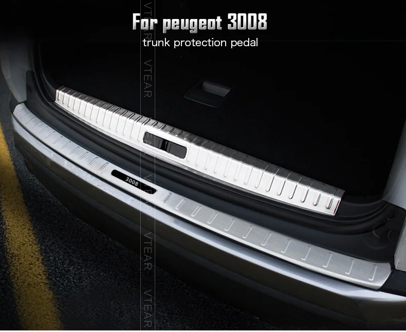 Vtera для peugeot 3008 3008GT задняя защита автомобиля бампер багажник автомобиля защитная педаль из нержавеющей стали внешние аксессуары