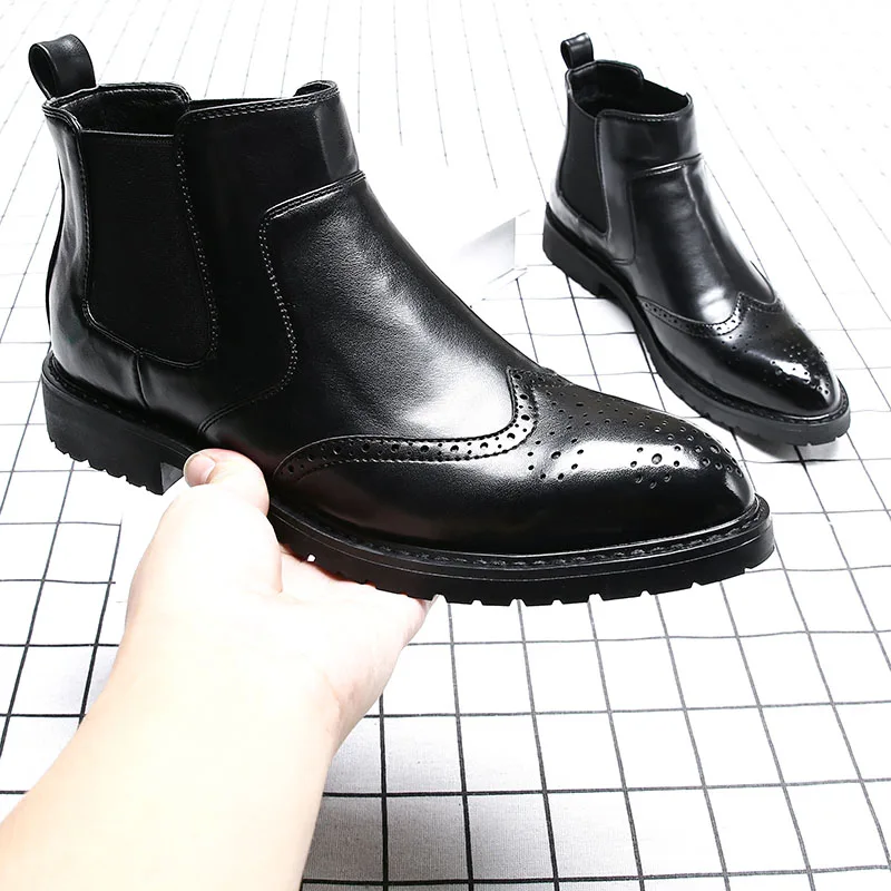 Мужские ботинки челси ZSAUAN из искусственной кожи с острым носком для вечерние НКИ