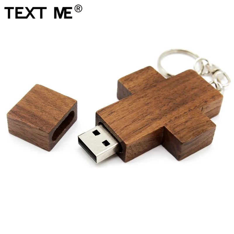 Usb флеш накопитель TEXT ME Maple Walnut wood cross style 4 ГБ 8 16 32 64 usb2.0|USB флэш-накопители| |