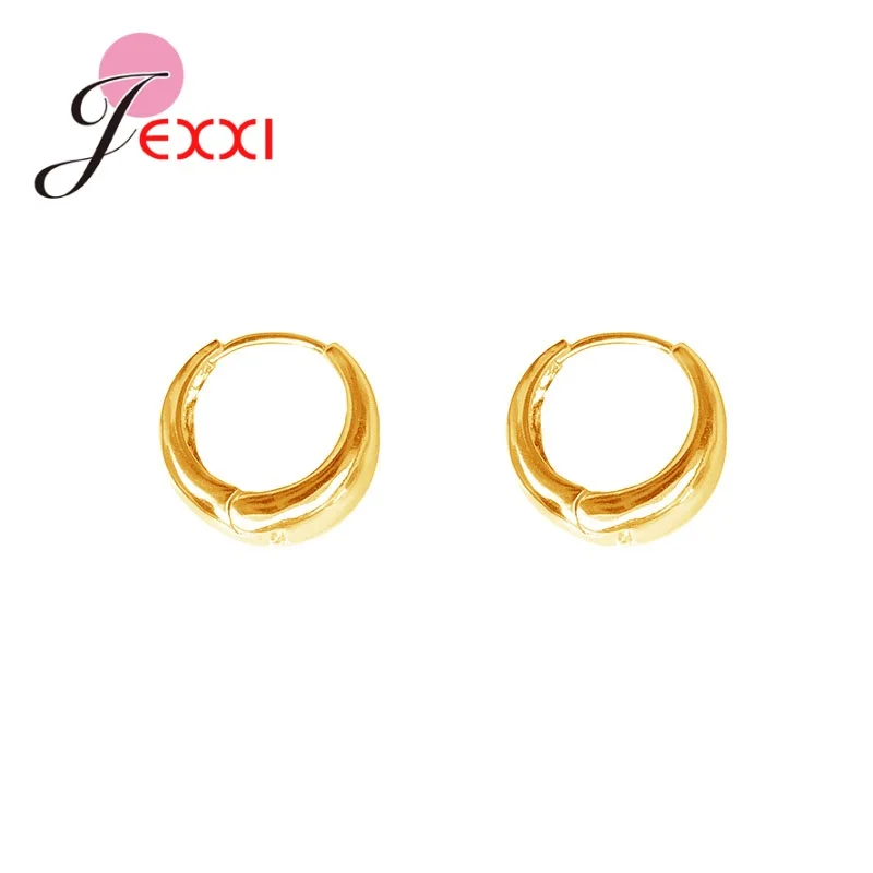 

Gold Color 925 Sterling Silver Simple Ear Bone Hoop Earrings For Women Round Circle Earrings Hoops Loop Earrings Jewelry
