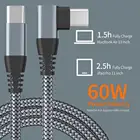 Кабель с углом 90 градусов USB Type-C на USB C для Samsung Xiaomi Redmi Note 10 8 Macbook 60 Вт, шнур для быстрой зарядки, кабель PD Type-c