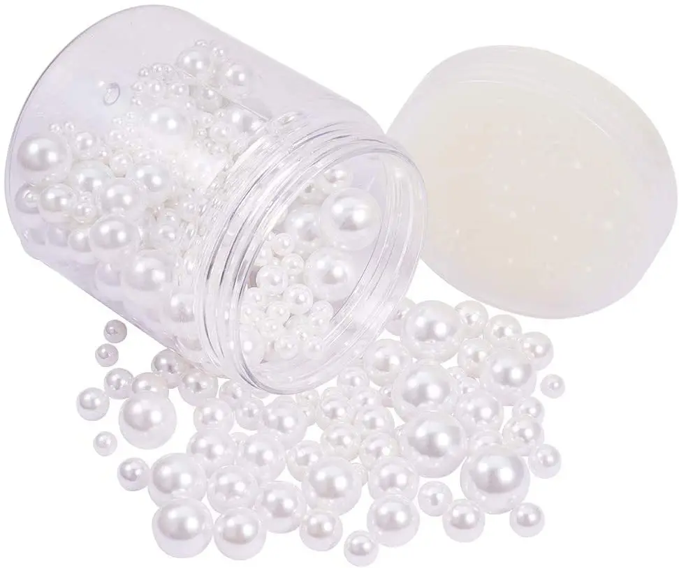 

390PCS 7 Sizes White No Holes/Undrilled Imitated Pearl Beads for Vase Fillers Wedding Party Home Decoration (4-16mm)