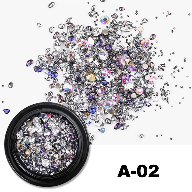 1 коробка красочные 3D Стразы для дизайна ногтей DIY маникюр Шарм хрустальные камни