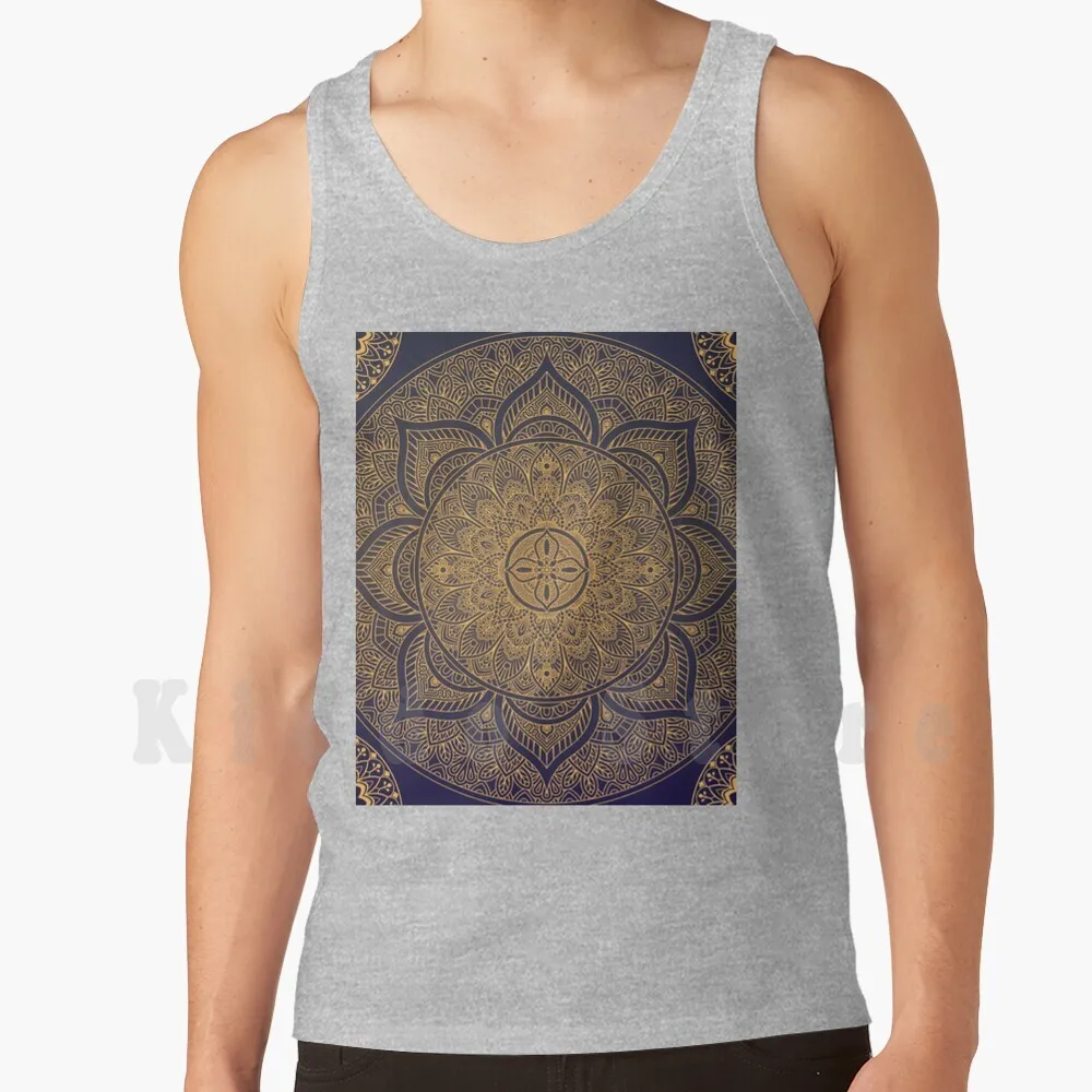 

Украшенные синие фотообои майки без рукавов Золотая Мандала