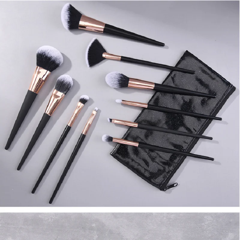 

Set Of 10 Makeup Brushes Ya Black Wooden Handle A Full Set Of Highlight Brushes Lip Brushes And Beauty Tools