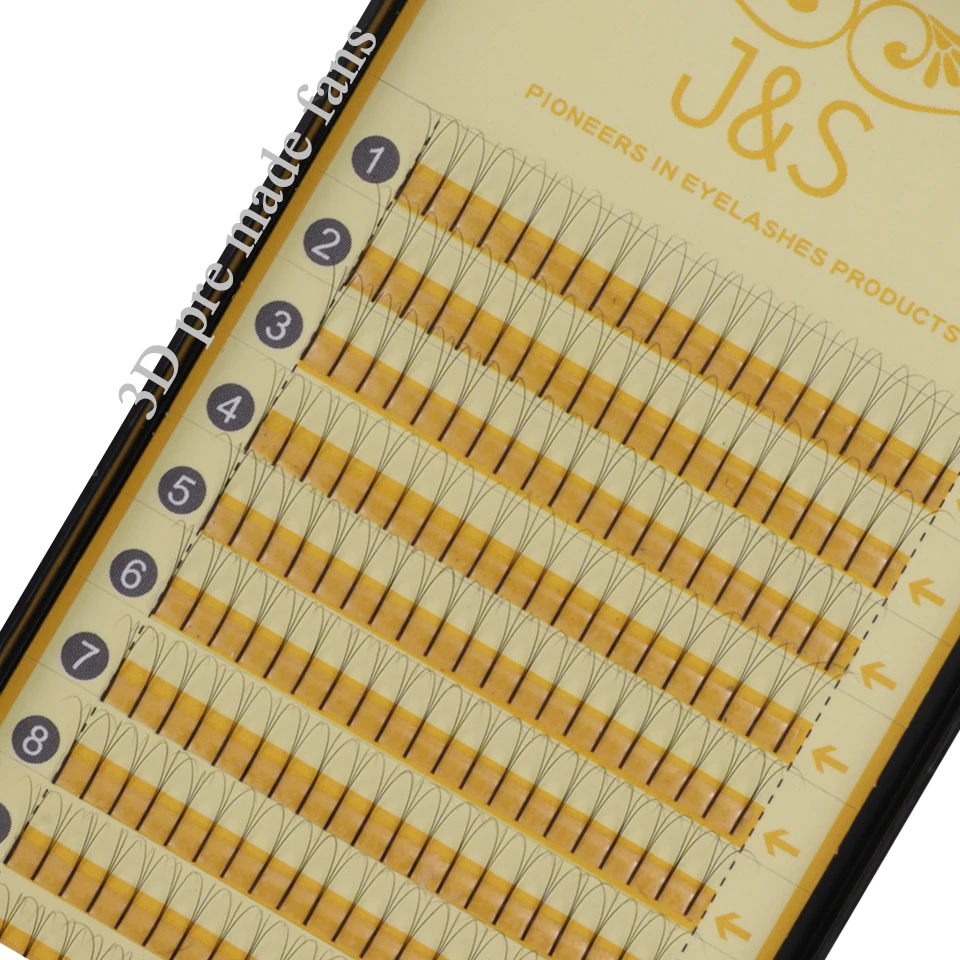 J& S LASH 0,07 мм предварительно сделанные объемные веерные ресницы с узлом, свободные термоклеящиеся накладные ресницы для наращивания