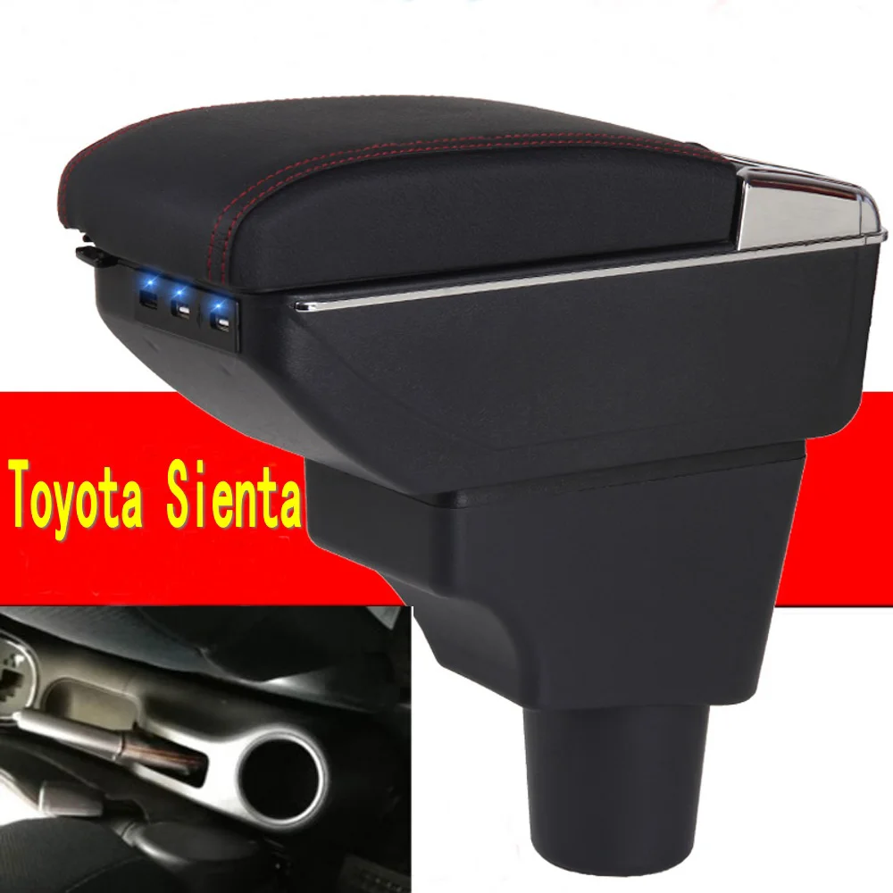 

For Toyota sienta Armrest box Rotatable Center Centre Console Storage Box with cup holder ashtray USB interface products accesso