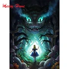 Алмазная живопись, мультфильм, фантазия, лес, девушка, гриб, дерево, полный квадраткруглый 5D, DIY Стразы, вышивка крестиком, мозаика