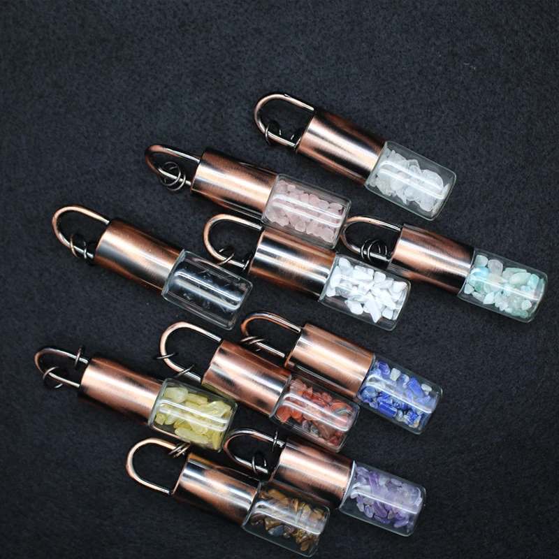 Ожерелье с подвеской из натурального камня в виде бутылки эфирного масла