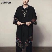 jddton spring mens linen kimono long cardigan outerwear coats fashion loose irregular length male jackets casual overcoat je004