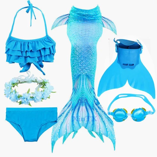 2019 Костюм Русалки с хвостом радуги для девочек костюмированной вечеринки